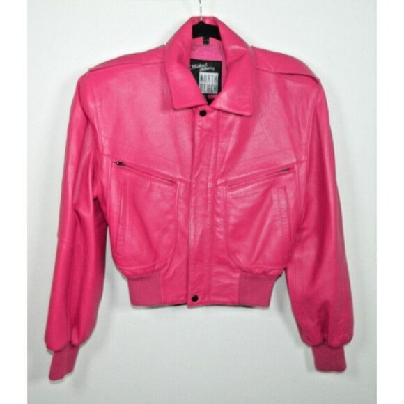 Michael Hoban North Beach Jacket Shorts‎ Set Size 7/8 Pink Leather 90's Pockets - Picture 7 of 15